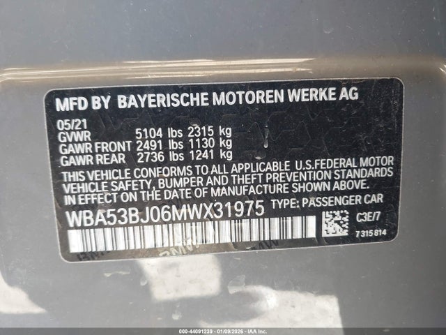 2021 BMW 540I WBA53BJ06MWX31975 Photo 8