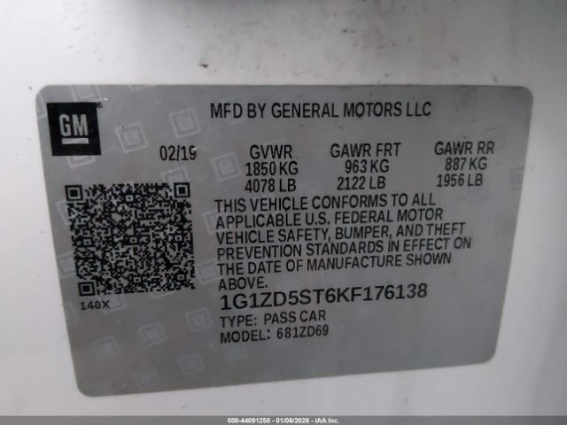 2019 CHEVROLET MALIBU 1G1ZD5ST6KF176138 Photo 8