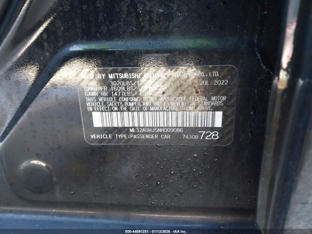 2022 MITSUBISHI MIRAGE ML32AUHJ5NH009086 Photo 8