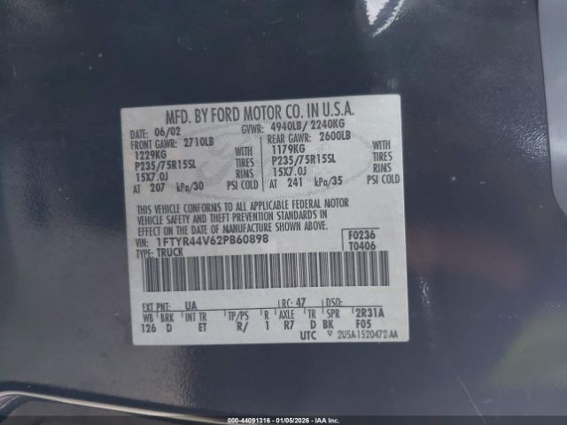 2002 FORD RANGER 1FTYR44V62PB60898 Photo 8