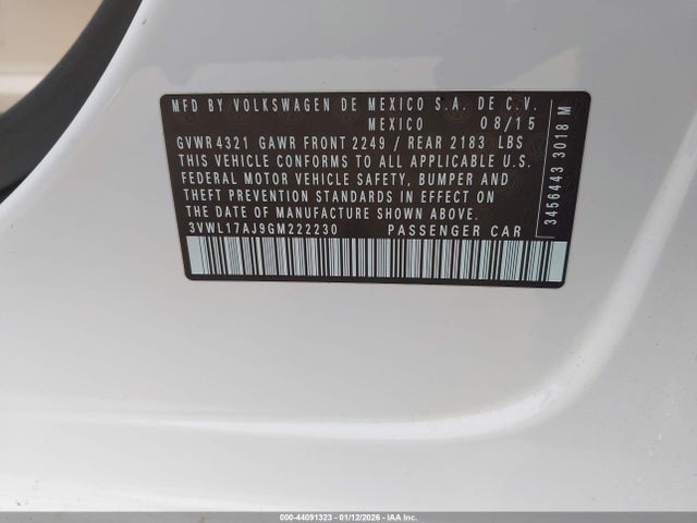 3VWL17AJ9GM222230 Volkswagen Jetta 1.8t Sel