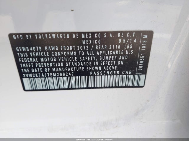 Volkswagen Jetta 2.0l S 2014 3VW2K7AJ7EM299247 Image 9