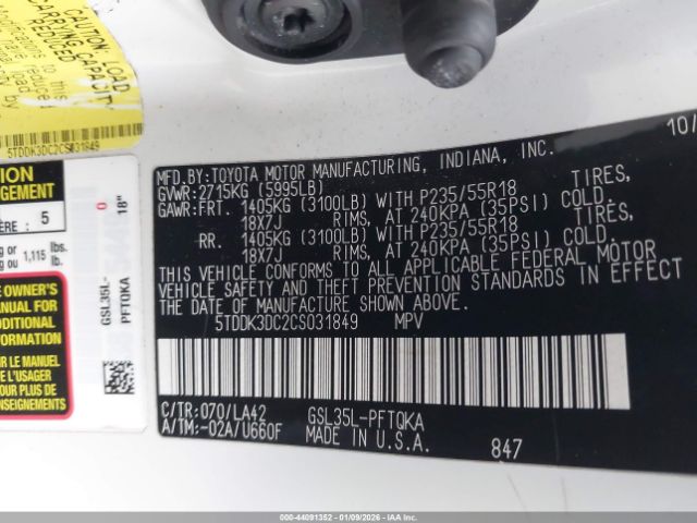 2012 TOYOTA SIENNA 5TDDK3DC2CS031849 Photo 8