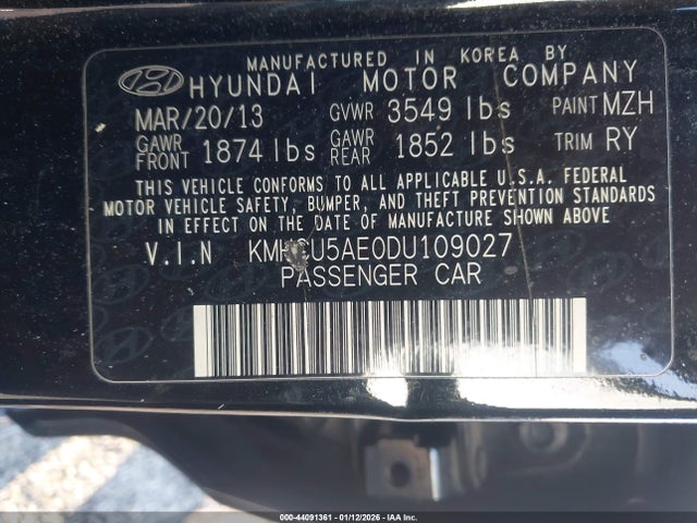 2013 HYUNDAI ACCENT KMHCU5AE0DU109027 Photo 8