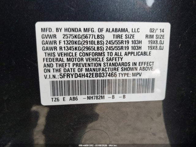 2014 ACURA MDX 5FRYD4H42EB037466 Photo 8