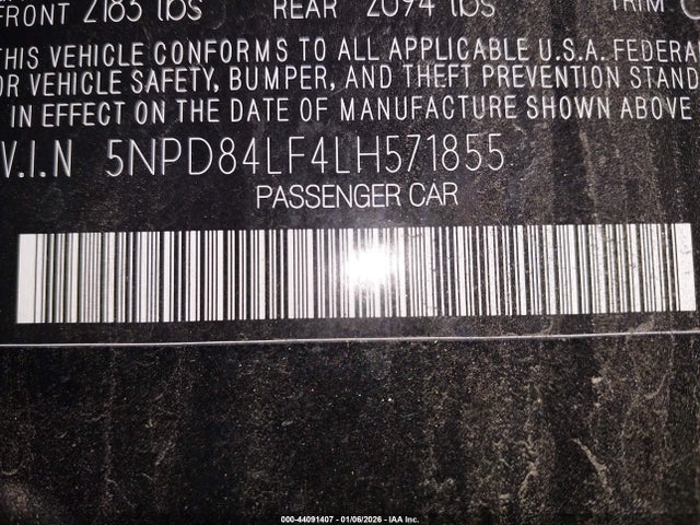 5NPD84LF4LH571855 Hyundai ELANTRA SEL