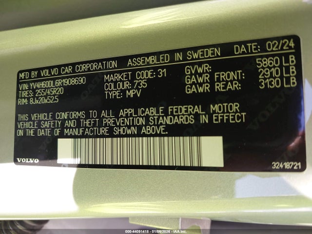 2024 VOLVO XC60 RECHARGE PLUG-IN HYBRID YV4H60DL6R1908690 Photo 8