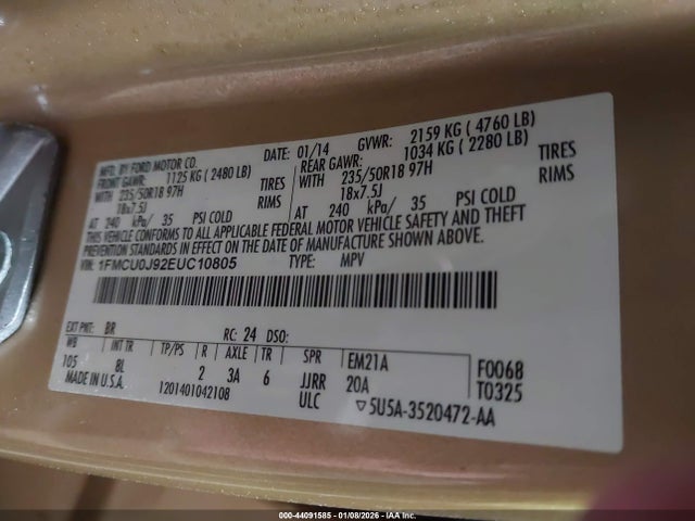 2014 FORD ESCAPE 1FMCU0J92EUC10805 Photo 8