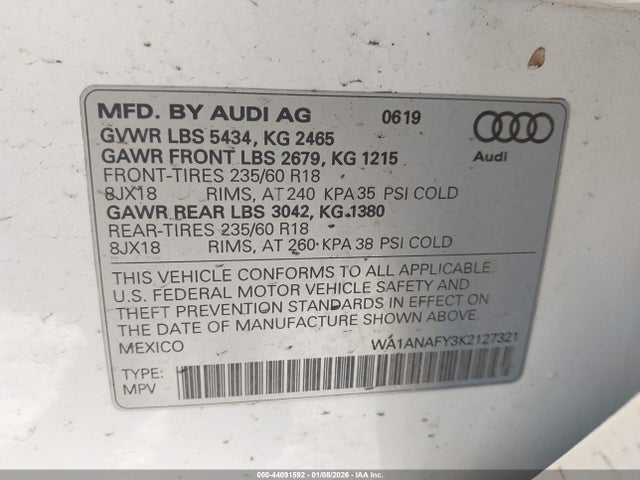 2019 AUDI Q5 WA1ANAFY3K2127321 Photo 8
