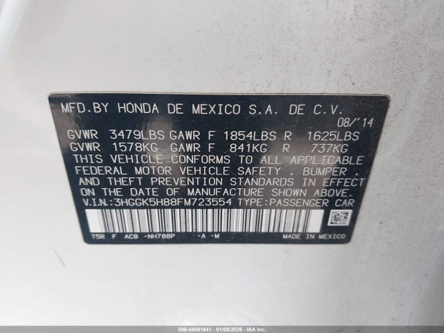 3HGGK5H88FM723554 Honda Fit Ex/ex-l
