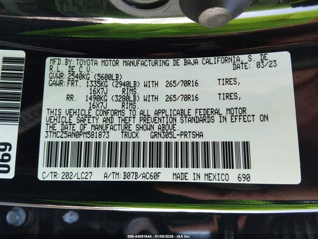 3TMCZ5AN0PM581873 Toyota Tacoma Trd Off Road