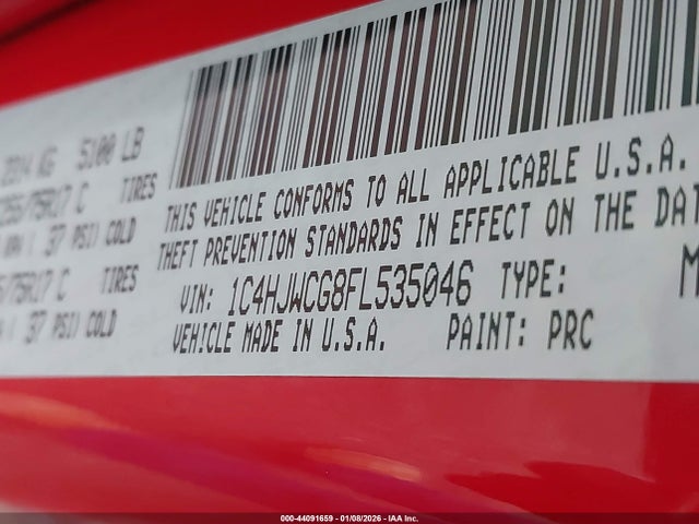 2015 JEEP WRANGLER 1C4HJWCG8FL535046 Photo 8