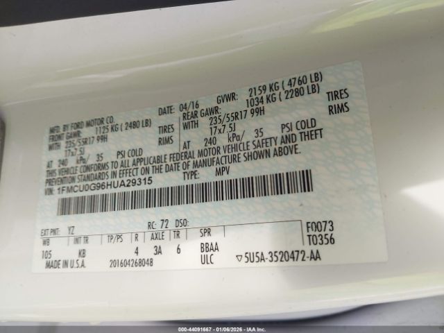 2017 FORD ESCAPE 1FMCU0G96HUA29315 Photo 8