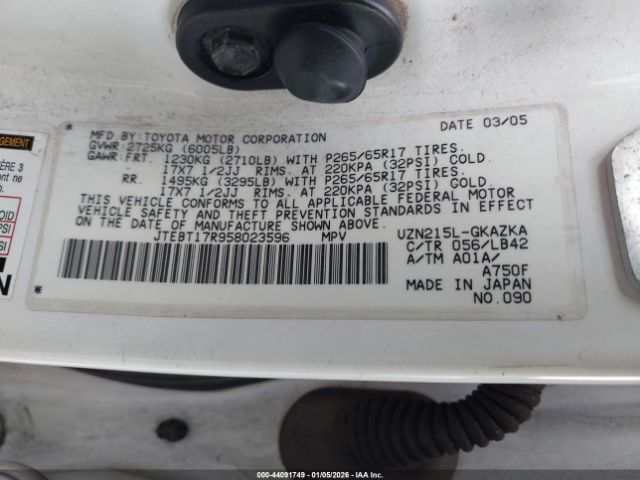 2005 TOYOTA 4RUNNER JTEBT17R958023596 Photo 8