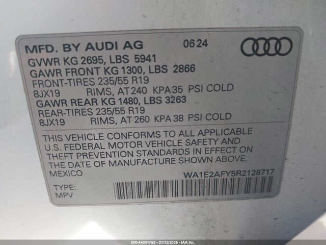 WA1E2AFY5R2128717 Audi Q5 Premium Plus 55 Tfsi E S Line Quattro S Tronic