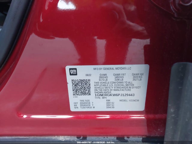 1GNERGKW6PJ129443 Chevrolet Traverse Fwd Lt Cloth
