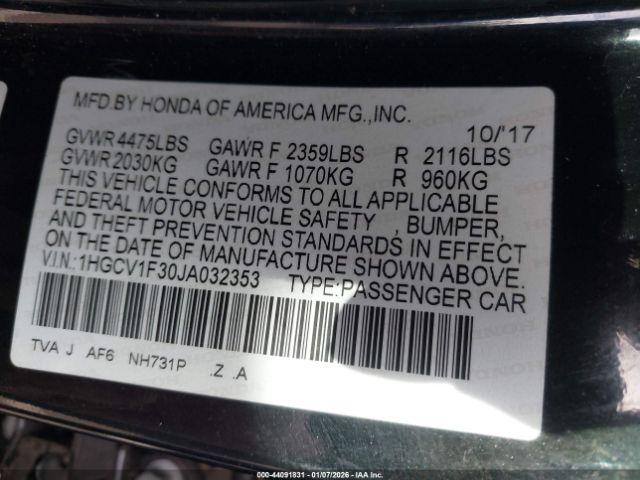 2018 HONDA ACCORD 1HGCV1F30JA032353 Photo 8