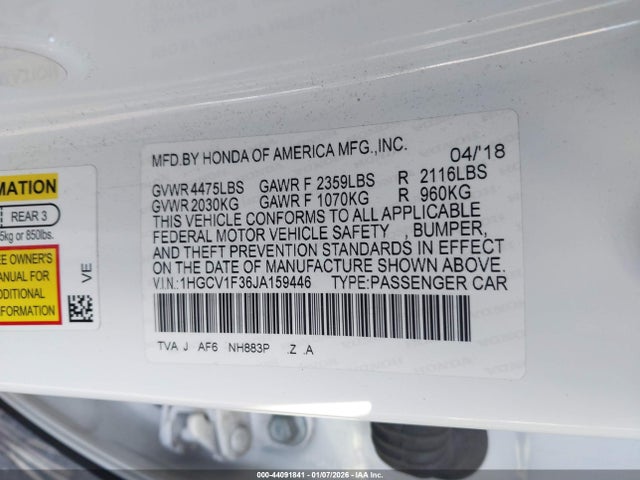 1HGCV1F36JA159446 Honda Accord Sport