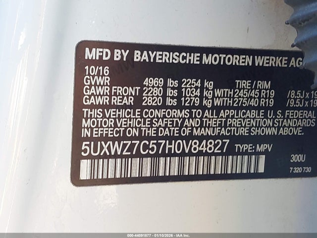 2017 BMW X3 5UXWZ7C57H0V84827 Photo 8