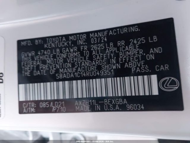 2024 LEXUS ES 300H 58ADA1C14RU049351 Photo 8