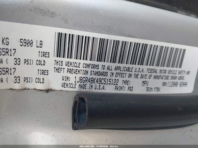 Продажа на аукционе авто 2009 Jeep Grand Cherokee Laredo, vin: 1J8GR48K49C515122, номер лота: 44091898
