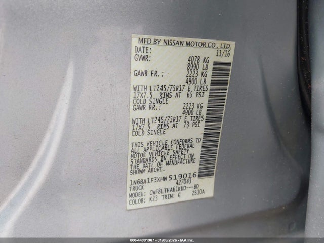 1N6BA1F3XHN519016 Nissan Titan Xd Sv Diesel