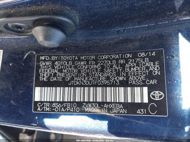Toyota Prius Two 2015 JTDKN3DU1F0395713 Image 9