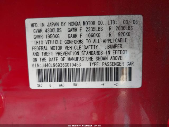 2006 ACURA TSX JH4CL96936C019453 Photo 8