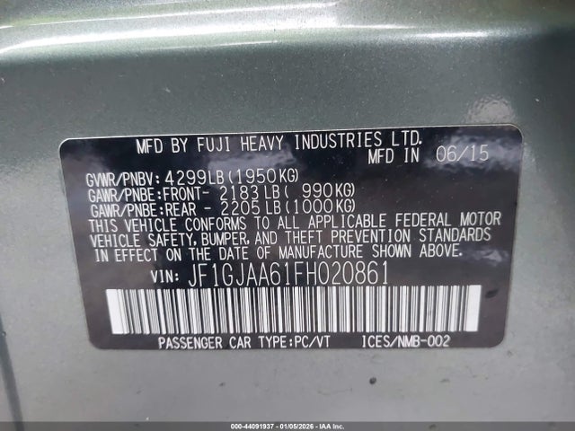 JF1GJAA61FH020861 Subaru Impreza 2.0i