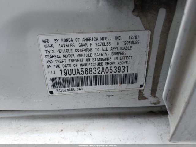 2002 ACURA TL 19UUA56832A053931 Photo 8
