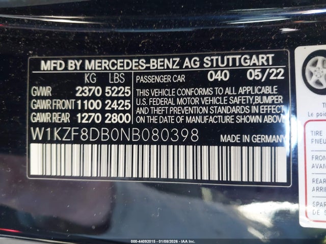 Mercedes-Benz E 350 2022 W1KZF8DB0NB080398 Image 9