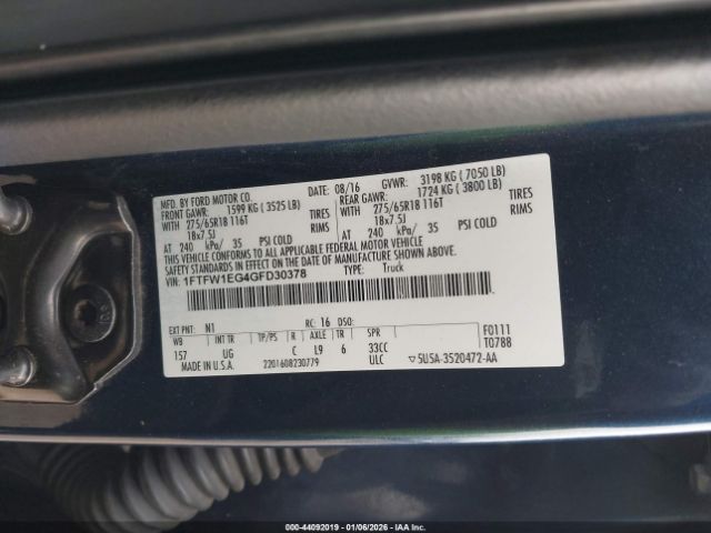 2016 FORD F-150 1FTFW1EG4GFD30378 Photo 8