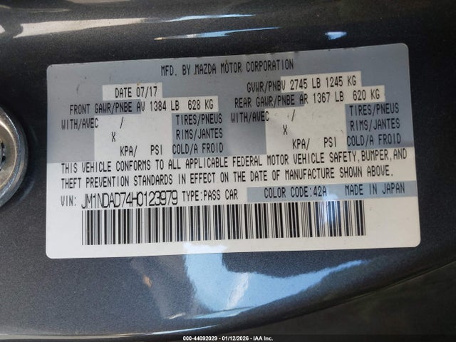 2017 MAZDA MX-5 MIATA JM1NDAD74H0123979 Photo 8