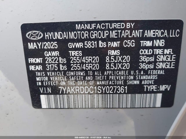 7YAKRDDC1SY027361 Hyundai Ioniq 5 Limited