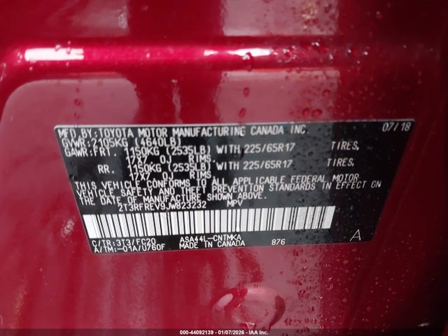 Toyota Rav4 Xle 2018 2T3RFREV9JW823232 Image 9