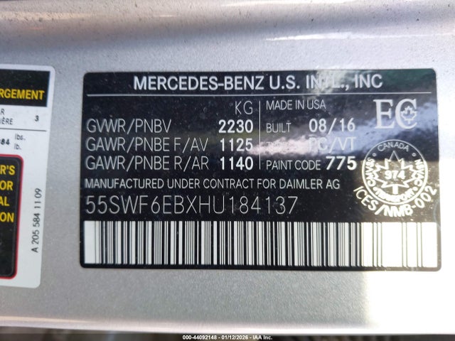 2017 MERCEDES-BENZ AMG C 43 55SWF6EBXHU184137 Photo 8