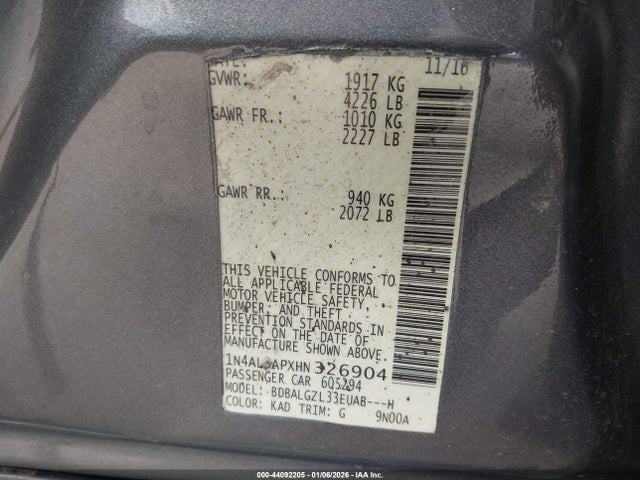 1N4AL3APXHN326904 Nissan Altima 2.5 S