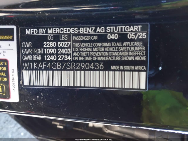 W1KAF4GB7SR290436 Mercedes-Benz C 300