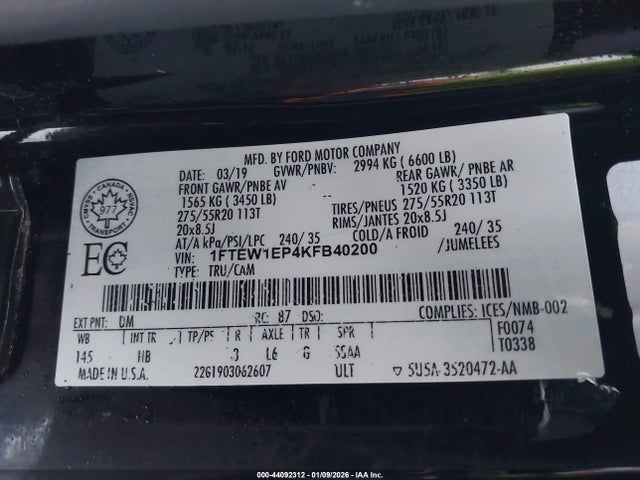 Ford F-150 Lariat 2019 1FTEW1EP4KFB40200 Image 9