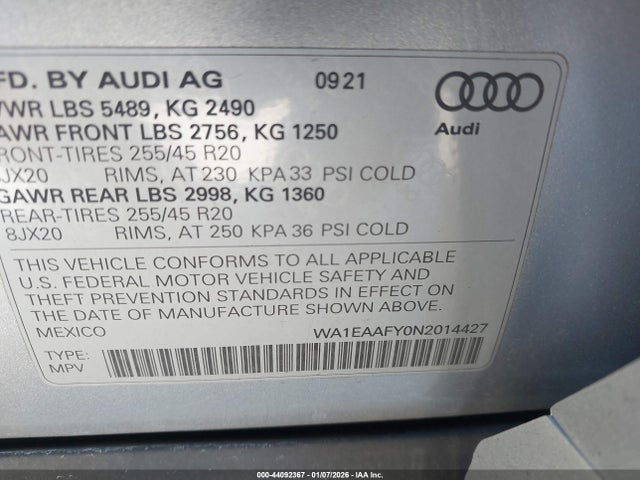 2022 AUDI Q5 WA1EAAFY0N2014427 Photo 8