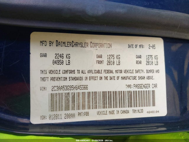 2005 CHRYSLER 300 2C3AA53G95H645566 Photo 8