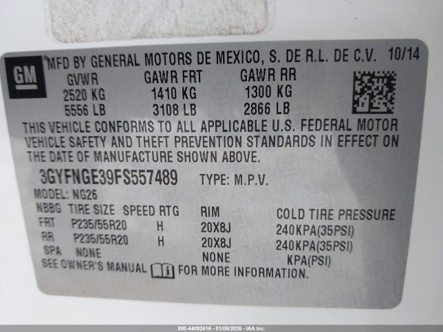 2015 CADILLAC SRX 3GYFNGE39FS557489 Photo 8