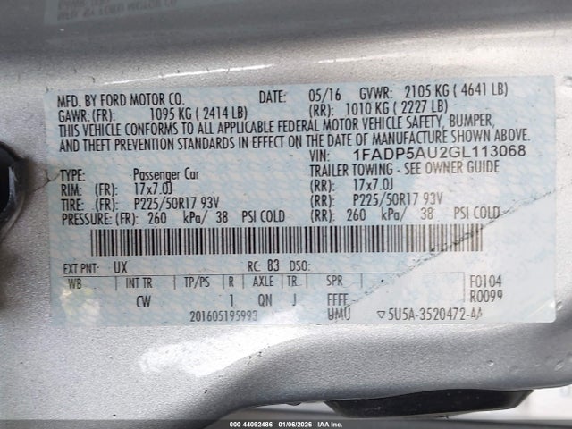 Ford C-max Hybrid Se 2016 1FADP5AU2GL113068 Image 9