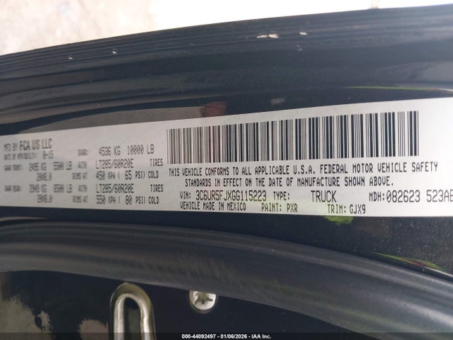 Продаж на аукціоні авто 2016 Ram 2500 Laramie, vin: 3C6UR5FJXGG115223, номер лоту: 44092497