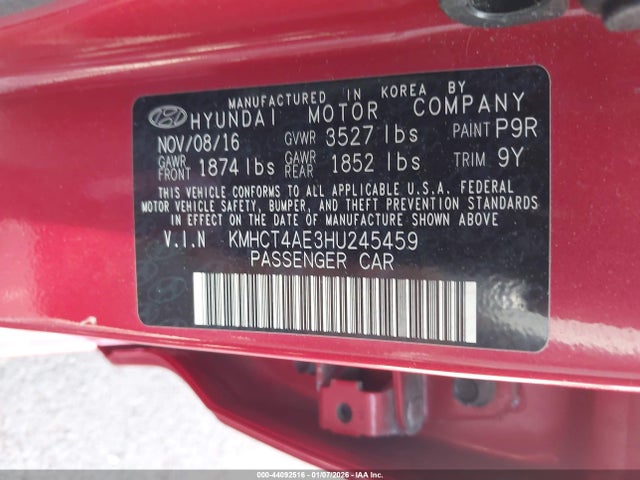 KMHCT4AE3HU245459 Hyundai ACCENT SE