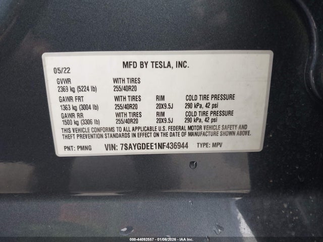 2022 TESLA MODEL Y 7SAYGDEE1NF436944 Photo 8