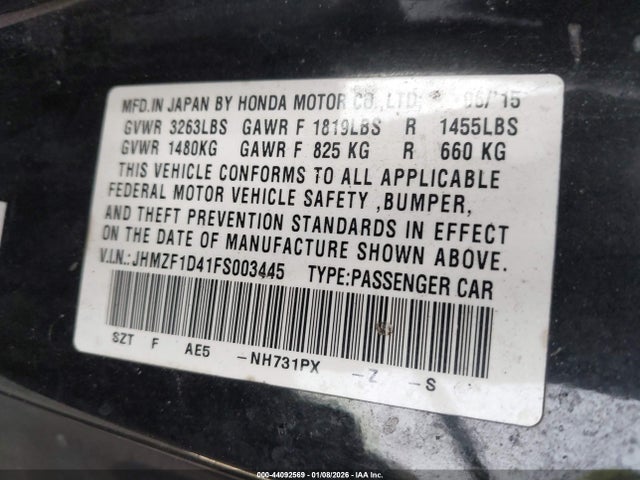 2015 HONDA CR-Z JHMZF1D41FS003445 Photo 8