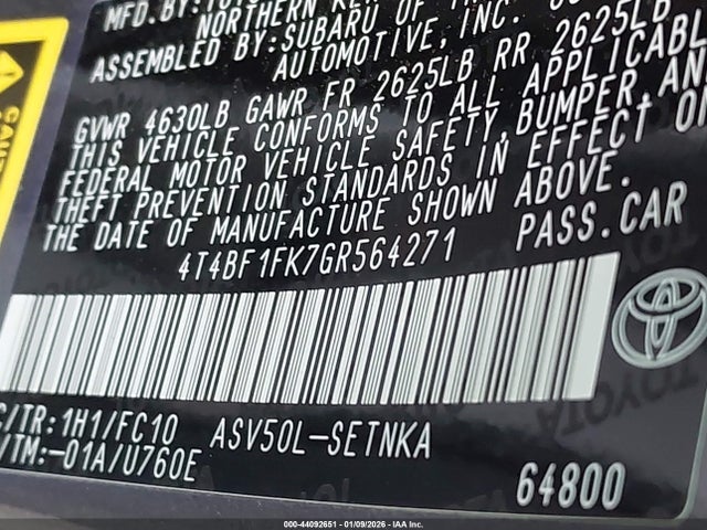 Toyota CAMRY LE 2016 4T4BF1FK7GR564271 Image 9