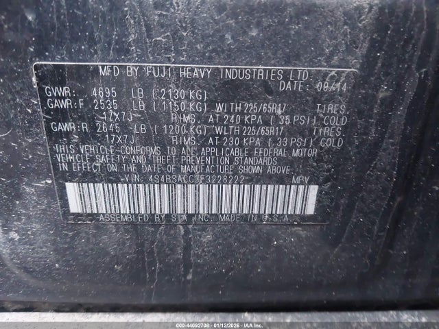 Subaru Outback 2.5i Premium 2015 4S4BSACC3F3228222 Image 9