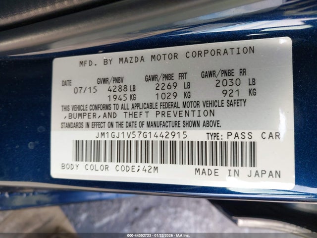 Продаж на аукціоні авто 2016 Mazda Mazda6 I Touring, vin: JM1GJ1V57G1442915, номер лоту: 44092723